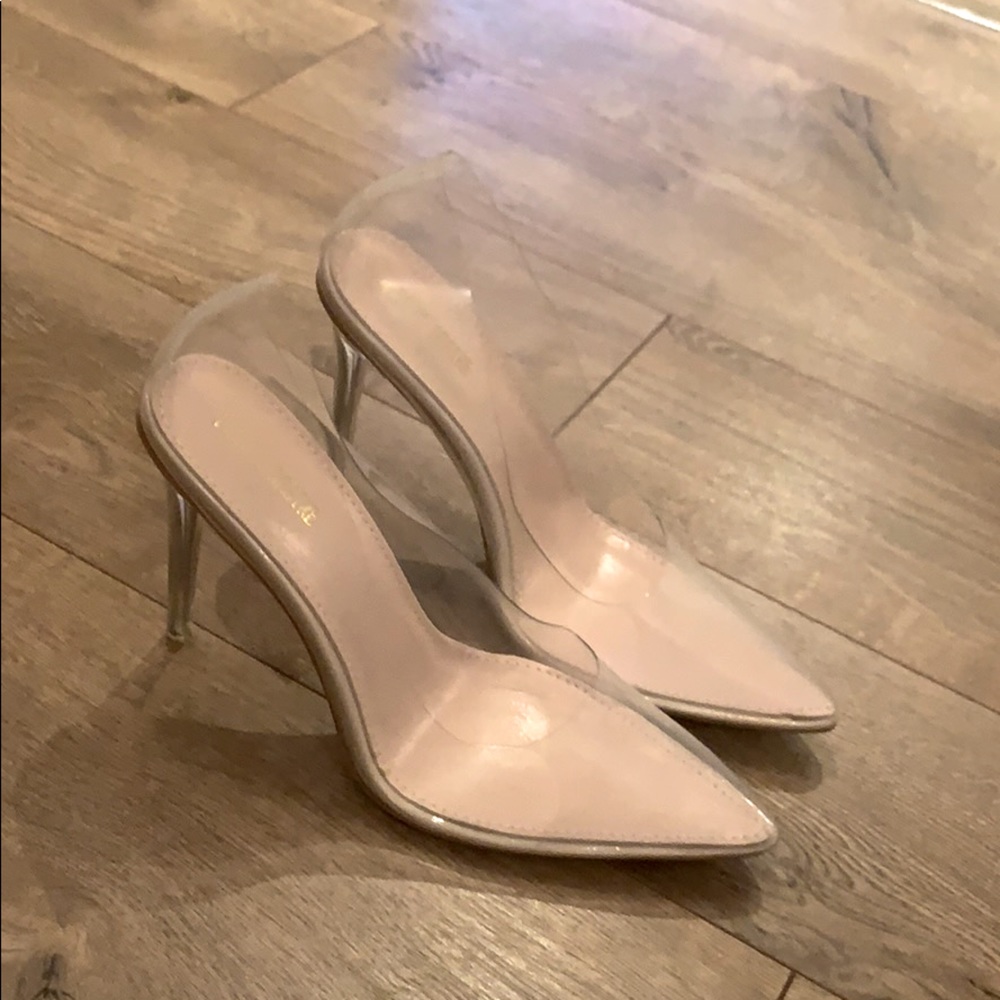 NEVER WORN clear heels size 9